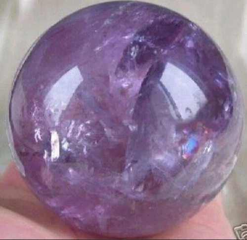 RARE 100% Natural AMETHYST QUARTZ CRYSTAL SPHERE BALL 75MM + STAND - Picture 2 of 5