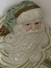 Fitz & Floyd Gregorian Santa With Lantern Canape Serving Plate Holiday Christmas