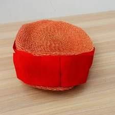 Vintage Womens Pillbox Hat Orange Flat Top Woven Bow Cocktail Formal MARKO HATS