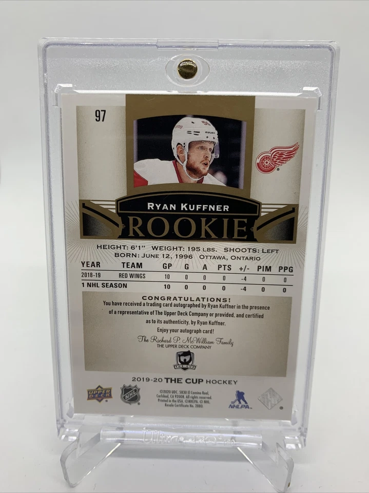 2019-20 Upper Deck The Cup Gold Rookie Auto /36 Ryan Kuffner - Image 2 of 2
