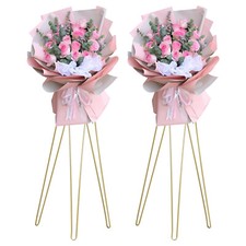 2Pcs Flower Stand Wedding Opening Ceremony Flower Holder Decor Golden Triangular