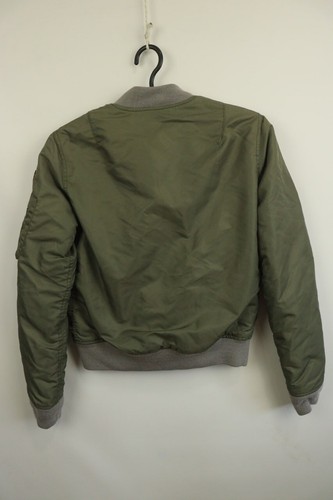 Schott by American College Green Nylon Long Sleeve Full Zipper Bomber Jacket S - Picture 2 of 24