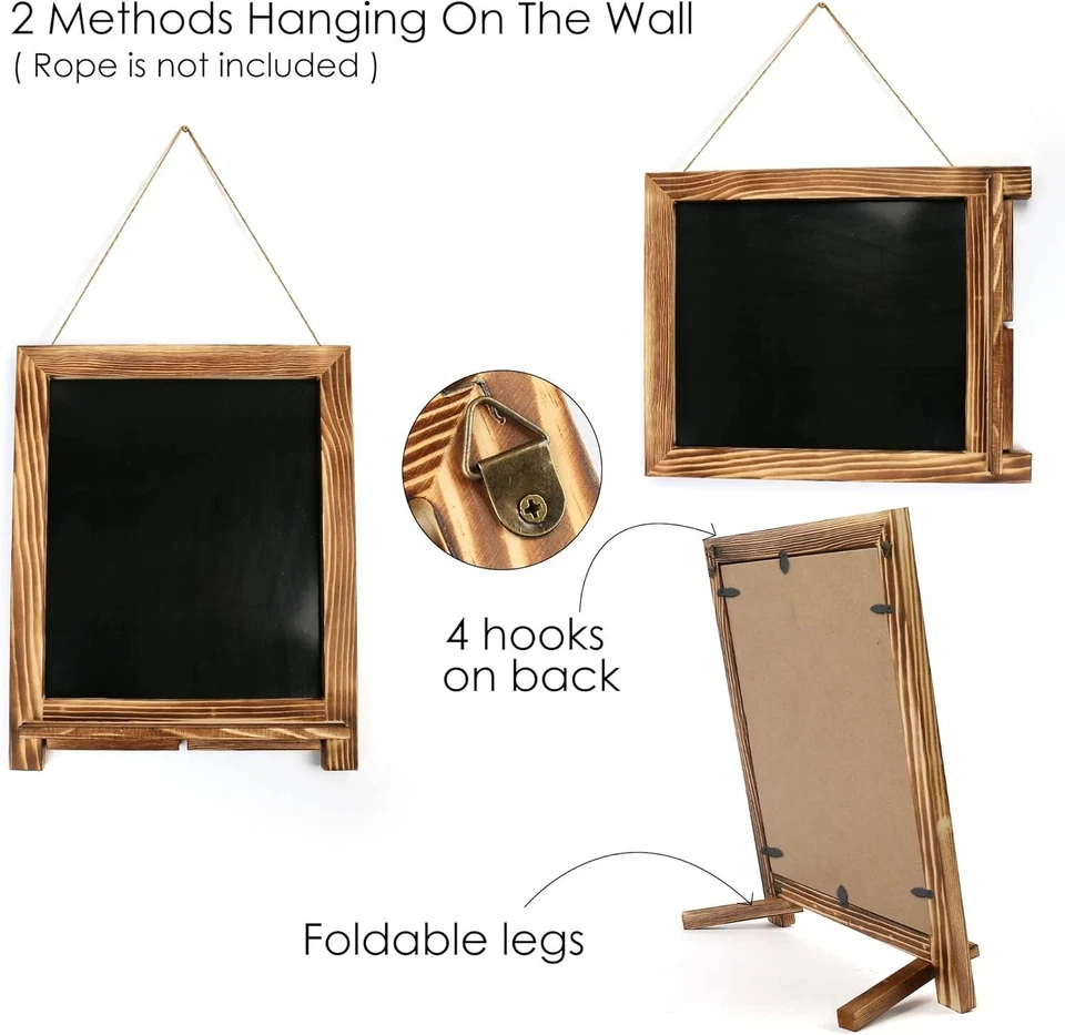 Magnetic Chalk Board Sign 15x12 inch Natural Wood Frame Magnets Hanging Kit New - Image 3 of 4