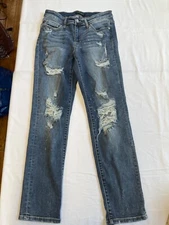 Judy Blue Boyfriend Fit Jeans Womens 7/28 Destructed Distressed Stretch Boho