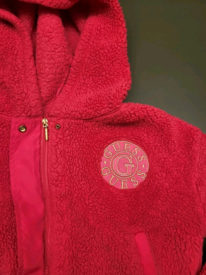 Suéter bordado de piel sintética con cremallera completa rosa talla L (14) Guess niños niñas Foto 4 de 4