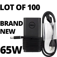 Lot of 100 NEW 65W OEM Dell AC Adapter Power Charger 19.5V 3.34A 7.4mm & Cord