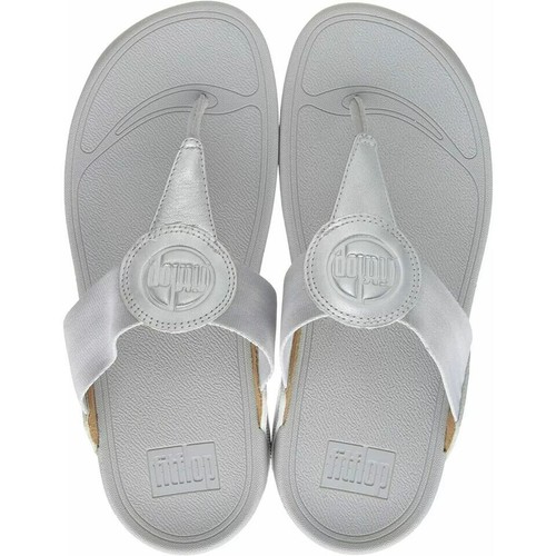 FitFlop Walkstar DX4-011 Toe Post Sandals Women's Silver Slip-On Wedge Comfort - 第 1/36 張圖片