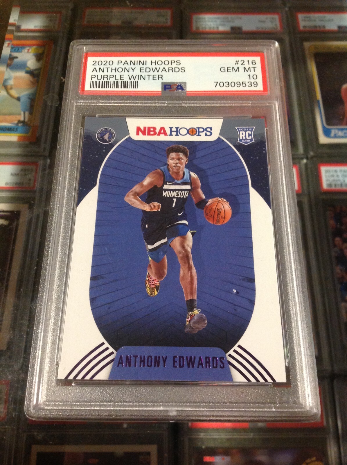 2020 Hoops Anthony Edwards 216 PURPLE WINTER RC rookie PSA 10 GEM MINT POP 11