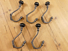 5 Coat Hooks Iron Vintage Antique Look Hat Hook Key Bath Hardware Black Towel