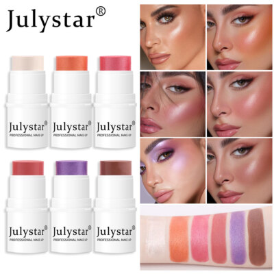 Julystar 6 Color Blusher Stick Profession Lasting Waterproof Eyeshadow Cheeks
