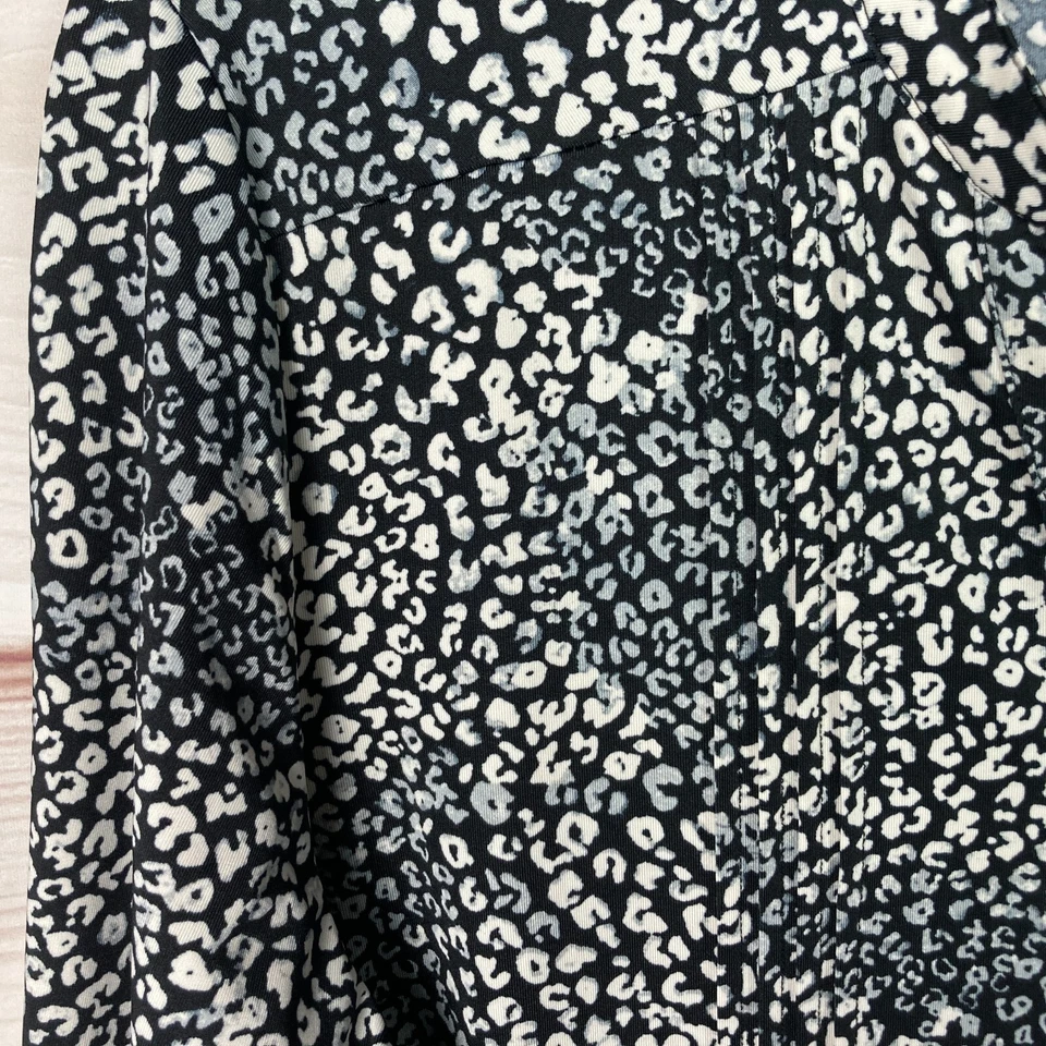 Nanette Lepore Топ женщин XL черный белый вязаный блузка на пуговицах леопард пинтак - Изображение 4 из 4