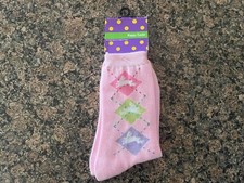 NEW women's girls Easter socks pink bunnies shoe size 4-10 acrylic