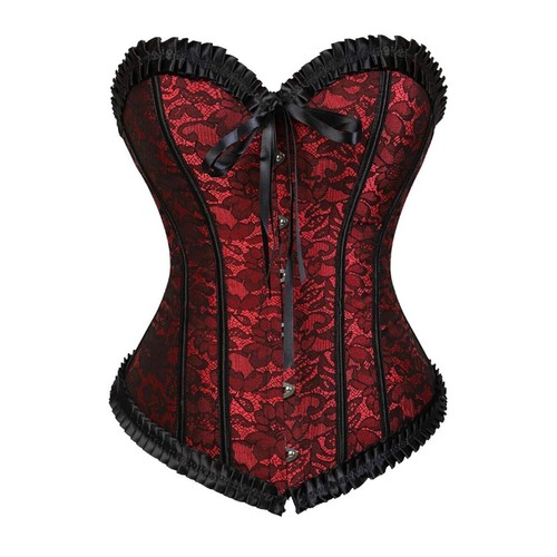 Plus Size Women Corset Top Lace Up Red/Black Lingerie Bustier 6X Runs Small