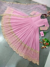 PRESENTING PINK HEAVY FAUX GEORGETTE GOWN WITH NET DUPATTA FOR WEDDING WEAR