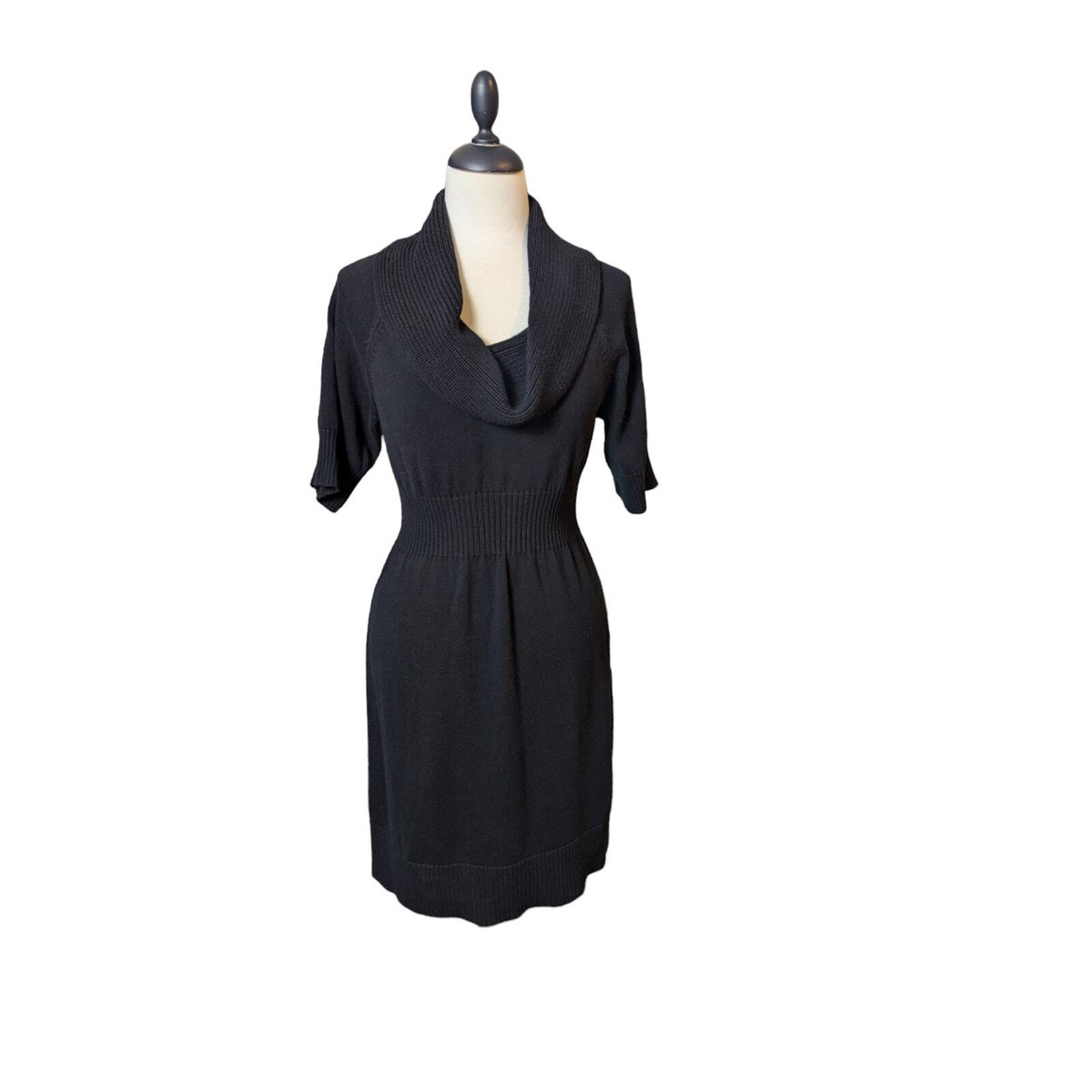 cowl neck black sweater dress Womens Black Turtleneck Tunic Sweater Dress Medium main image 1