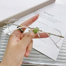 Metal Anti Blue Light Reading Glasses Women Rimless Fashion Glasses