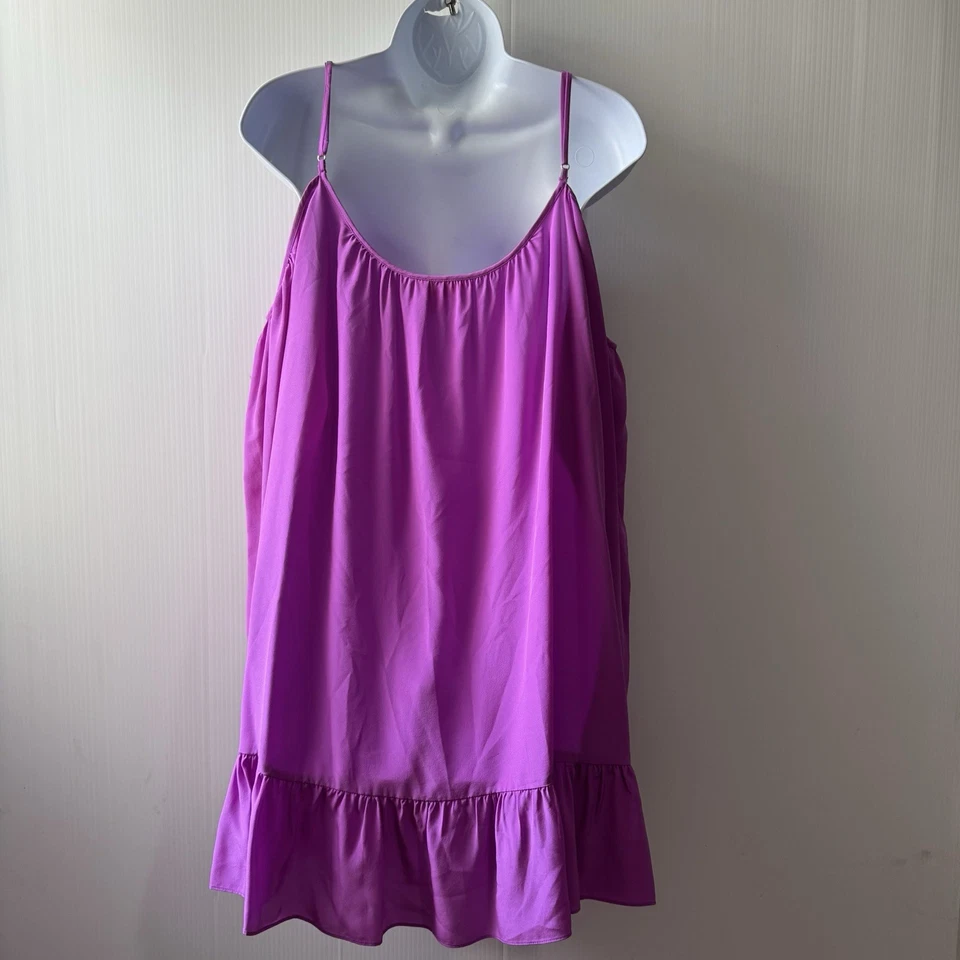 Lilly Pulitzer 100% Silk Candice Dress Sz S Purple Pink Open Shoulder Ruffle Hem - Image 3 of 4
