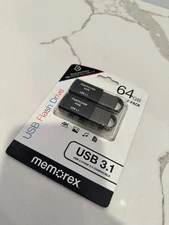 MEMOREX 64GB 2 Pack USB 3.1 USB Flash Drive - Black