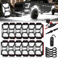 12 Pods 324 LED Pure White Rock Lights Kit with Switch Wiring Harness,IP67 Water
