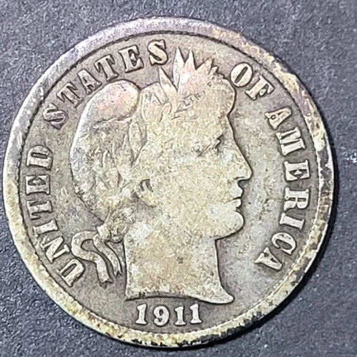 1911 P Barber Dime 90% Silver Philadelphia Mint Liberty Head USA Coin