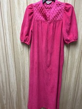 Vtg Vanity Fair Full Length Pink Robe Half ZIP Pockets Size Small