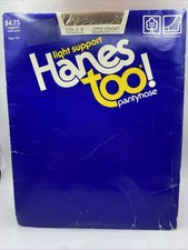 VTG 1980's Hanes Too Light Support Pantyhose Size CD Reinforced Toe Little Color