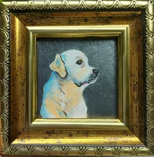 Labrador Dog Oil Painting Gift Framed Portrait  Hand-painted Golden Retriever