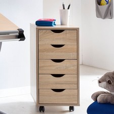FineBuy Contenitore con ruote Sonoma contenitore da appoggio 5 cassetti contenitore scrivania