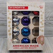 9 Rauch Glass Christmas Tree Ornaments Solid Color Silver Blue Red Mc Crorys Box