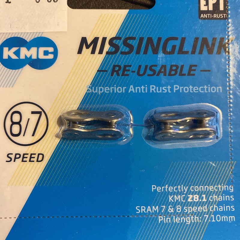 KMC Reusable Missing Link For 7/8 Speed Chains Work With KMC Z8.1, Sram 7 & 8 Sp