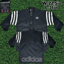 Vintage 90 s Adidas Parka Puffer Jacket Quilted Embroidered Spell Out Size Large