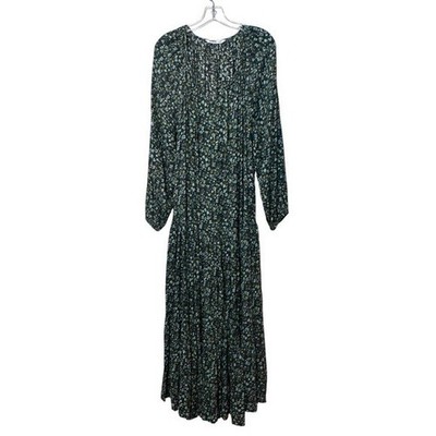 Sonoma 0X Tiered Long Sleeve Maxi Dress Green Floral Cottagecore Boho  Modest | eBay