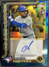 2025 Topps Gilded Orelvis Martinez Blue Gold RC Auto /50 Blue Jays