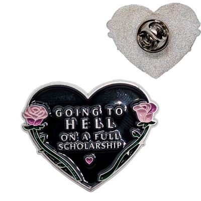 Going to Hell Pin Anstecker Full Stipendium Brosche Goth Gothic Emo Rosen Metall Rock