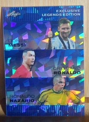 2024 Leaf Exclusive Legends Edition Triple Blue Messi Ronaldo Nazario #'d 9/20