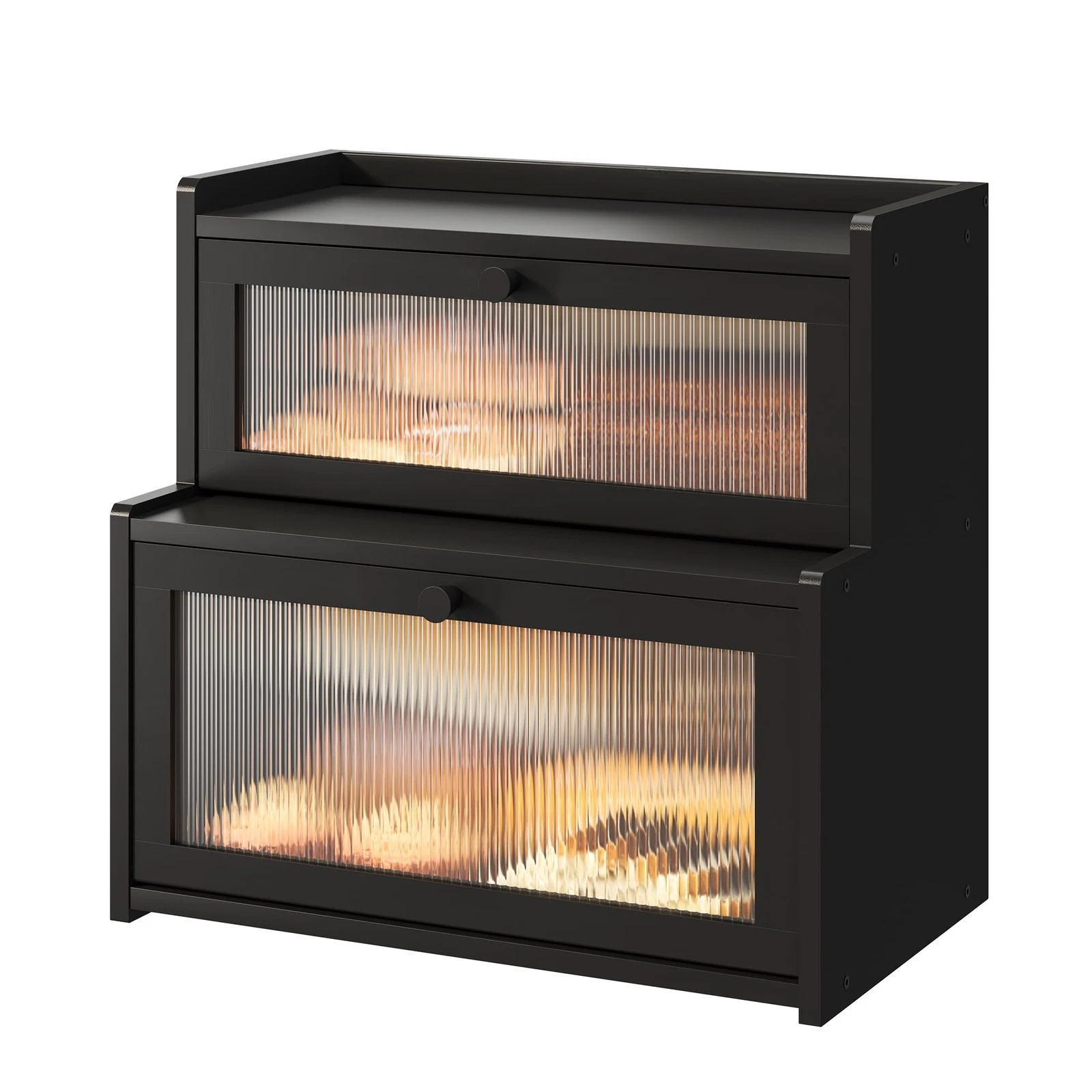Bread Box for Kitchen Countertop Double Layer Large Corner Bread Box Capacity...