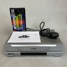 Toshiba Video Cassette Recorder VHS VCR Player + Cables & Tape PAL+NTSC Playback