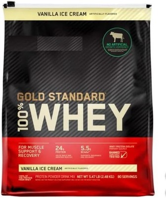 Nutrition Gold Standard 100% Whe'y Protein Powder, Vanilla Ice-Cream Flavor Bu
