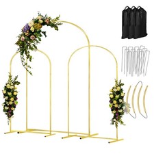 Arch Backdrop Stand Set of 3 Gold Wedding Arches for Ceremony Bridal Arch Sta...