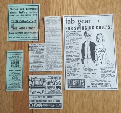1964 Nov 21st Sheffield Music Film Concert Fab Fashion Adverts Ollerton etc