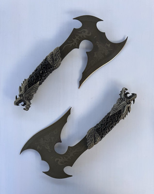 Fantasy Dragon Dual Throwing Axes / Hand Axes Set (Pair)