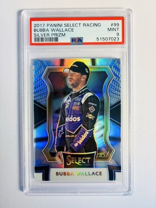 2017 PANINI SELECT RACING #99 Bubba Wallace ⭐️PSA 9 Mint Silver Prizm🔥Nice