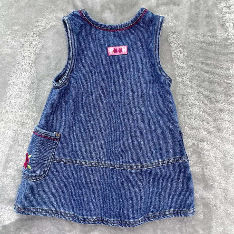 Vintage Disney Winnie the Pooh Denim Jumper Girls Size 3T Dress Overalls Piglet - Image 2 of 4