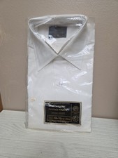 Vintage 1970s Sears Perma-Prest men s white dress shirt Full Cut 15 1/2 32