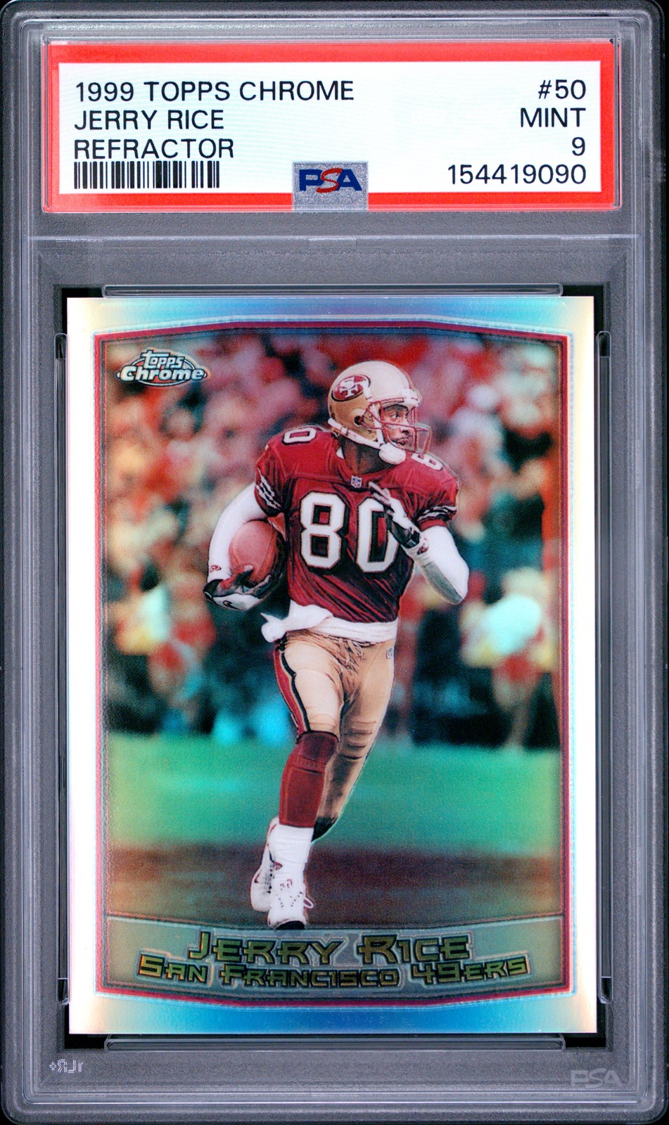 1999 TOPPS CHROME REFRACTOR #50 JERRY RICE PSA 9