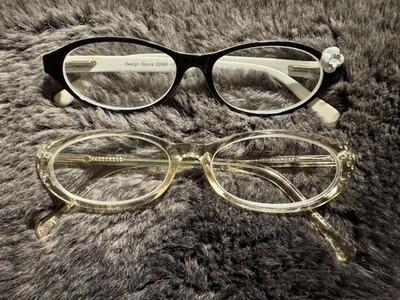 TWO Pair GRANNY CHIC Classy Modern Retro Cateye Readers Cheaters +2.75