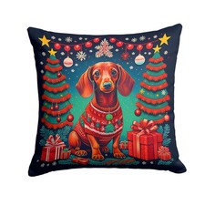 Dachshund Red Enchanted Christmas Throw Pillow