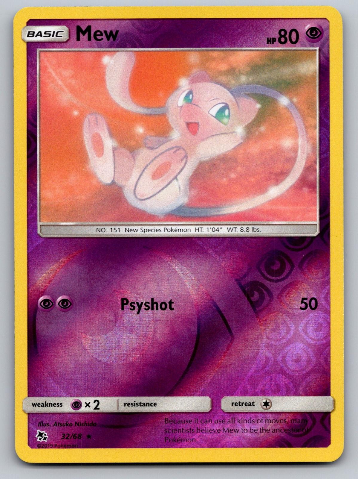 Mew 32/68 Rare Hidden Fates Pokemon Reverse Holo Near Mint