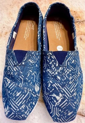 TOMS Classic Mens Alpargata Shoe Sz 7 Blue White Slip On