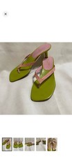 Rangoni Green/Pink Leather Thong Sandals Slip...